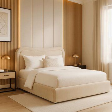 Кровать MEBEL ELITE HAGA Welur 160x200 см Кремовая