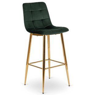 Барний стілець оксамитовий MEBEL ELITE ARIEL Ecru Velvet Зелений / Золотий