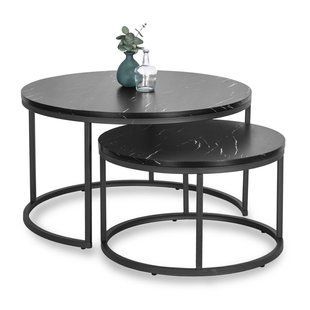 Комплект журнальних столів MEBEL ELITE MAURO MAX Marmur 2 шт 80* 80 см Чорний