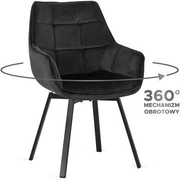 Стілець поворотний оксамитовий MEBEL ELITE LUNA Velvet Чорний