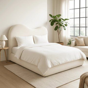 Кровать MEBEL ELITE TALINN Boucle 180x200 см Кремовая