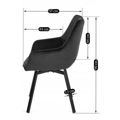 Стілець поворотний оксамитовий MEBEL ELITE LUNA велюр Чорний