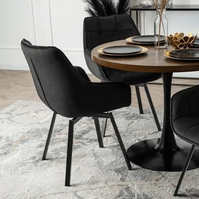 Стілець поворотний оксамитовий MEBEL ELITE LUNA велюр Чорний