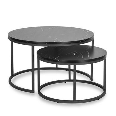 Комплект журнальных столов MEBEL ELITE MAURO MAX Marmur 2 шт 80* 80 см Черный