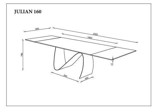 Стіл INTARSIO JULIAN CERAMIC 160(240)*90 Сірий мат/Чорний