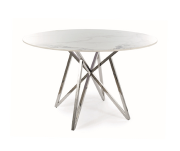 Стіл MURANO CERAMIC 90x90 см Білий Мармур / Хром SIGNAL