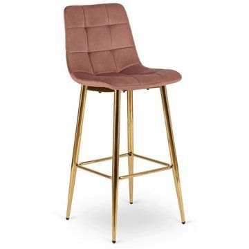 Барный стул бархатный MEBEL ELITE ARIEL Ecru Velvet Розовый/Золотой