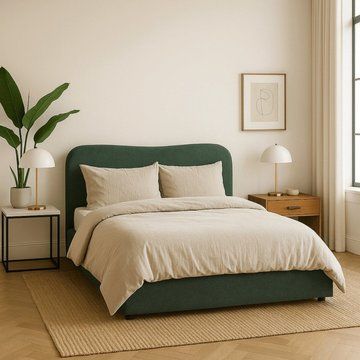 Кровать MEBEL ELITE BRISTOL Boucle 160x200 см Зеленый