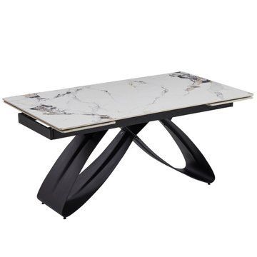 Стол раскладной MEBEL ELITE LUIGI 160-240х91 см Белый мрамор/Черный