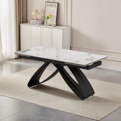 Стол раскладной MEBEL ELITE LUIGI 160-240х91 см Белый мрамор/Черный