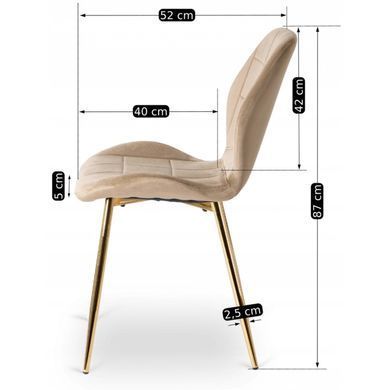 Стілець MEBEL ELITE IRYS Бежевий велюр на золотих ніжках