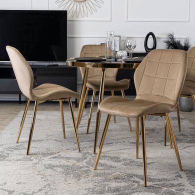 Стілець MEBEL ELITE IRYS Бежевий велюр на золотих ніжках