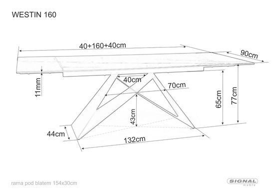 Стол Westin Ceramic OSSIDO VERDE 160(240)X90 см Бирюза / Черный SIGNAL