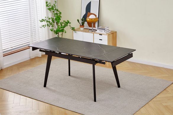 Стол INTARSIO OSLO CERAMIC 120(180)*80 черный мат/черный каркас