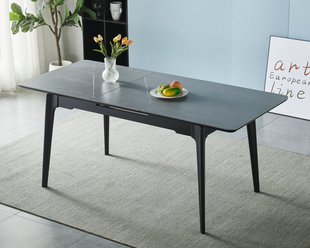 Стол INTARSIO BERLIN CERAMIC 140(180)*80 серый мат/черный каркас
