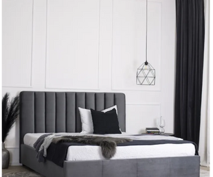 Ліжко двоспальне оксамитове MEBEL ELITE 160x200 MARI Velvet Сірий