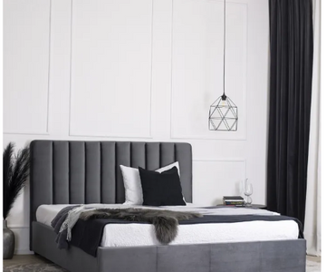 Кровать двуспальная бархатная MEBEL ELITE 160x200 MARI Velvet Серый