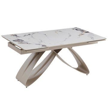 Стол раскладной MEBEL ELITE LUIGI 160-240х91 см Белый мрамор/Кашемир