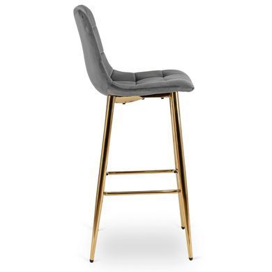 Барный стул бархатный MEBEL ELITE ARIEL Ecru Velvet Серый/Золотой