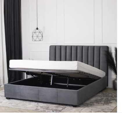 Кровать двуспальная бархатная MEBEL ELITE 160x200 MARI Velvet Серый