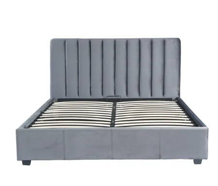 Кровать двуспальная бархатная MEBEL ELITE 160x200 MARI Velvet Серый
