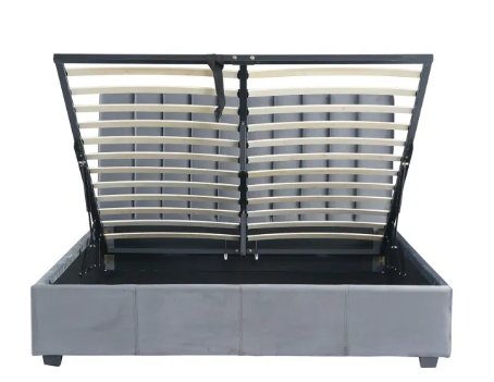 Кровать двуспальная бархатная MEBEL ELITE 160x200 MARI Velvet Серый