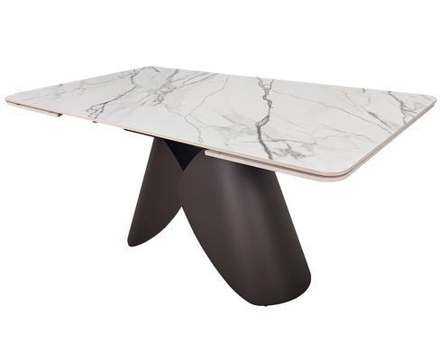 Стіл INTARSIO AGNES CERAMIC 160(240)*90 Білий позолочений мат/Коричневий