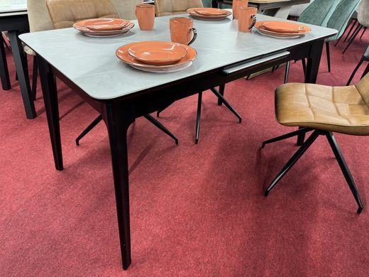 Стол INTARSIO BERLIN CERAMIC 140(180)*80 серый мат/черный каркас