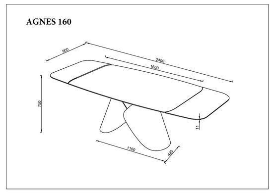 Стіл INTARSIO AGNES CERAMIC 160(240)*90 Білий позолочений мат/Коричневий