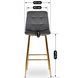Барный стул бархатный MEBEL ELITE ARIEL Ecru Velvet Серый/Золотой