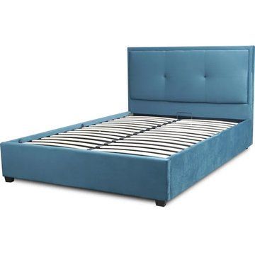Кровать двуспальная бархатная MEBEL ELITE ANDRE Velvet 140x200 см Темно-синий
