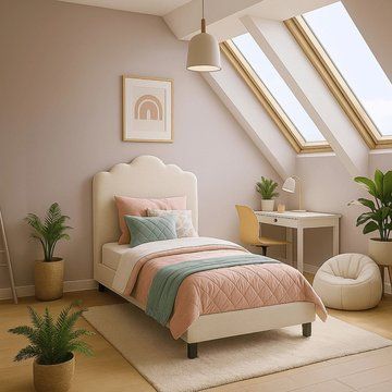 Кровать MEBEL ELITE CRATER Boucle 90x200 см Кремовая