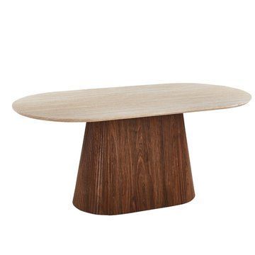 Стіл MEBEL ELITE GIANNI 180х90 см Травертин/Горіх