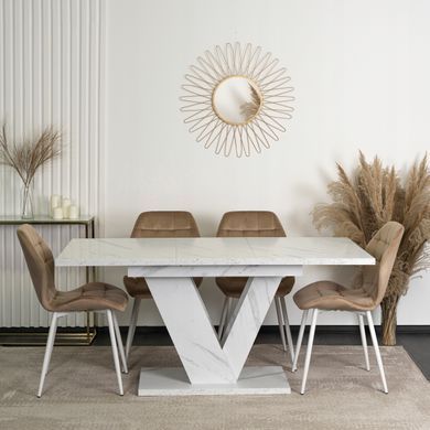 Стол MEBEL ELITE CLARK 120 (160)*80 см Белый мрамор