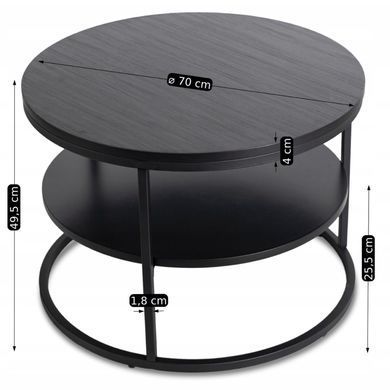 Журнальний стіл MEBEL ELITE BEST Marmur 70*70 см Чорний