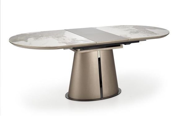 Стол раскладной ROBINSON Керамика Мрамор Бежевый / Капучино /Черный 160(200)x90 см HALMAR