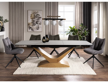 Стол DOLCE Ceramic STATUARIO VENATO 180(240)x95 см Белый / Дуб SIGNAL