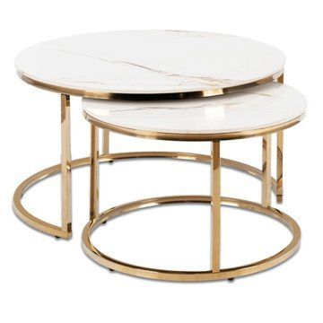Комплект журнальных столов MEBEL ELITE MILANO Marmur 45,5/80 см + 40,5/60 см Белый