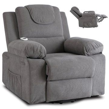Кресло мягкое раскладное массажное с реклайнером MEBEL ELITE FENIX Velvet Серый