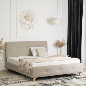 Кровать бархатная MIKEL Velvet 160x200см Бежевый