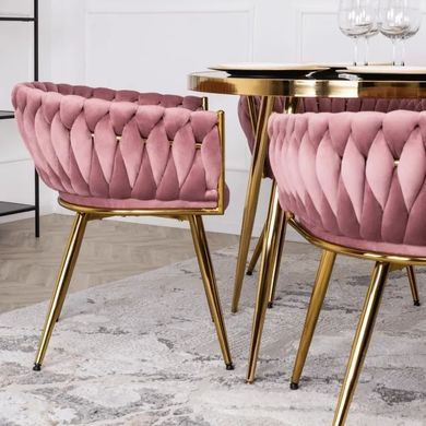 Стілець оксамитовий MEBEL ELITE CAPRI Velvet Рожевий / Золотий