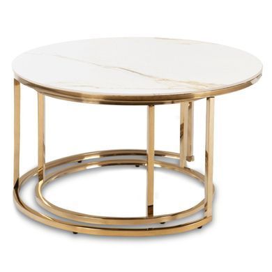 Комплект журнальних столів MEBEL ELITE MILANO Marmur 45,5/80 см + 40,5/60 см Білий