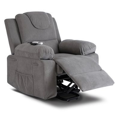 Кресло мягкое раскладное массажное с реклайнером MEBEL ELITE FENIX Velvet Серый