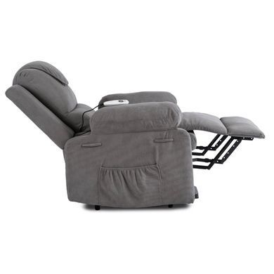 Кресло мягкое раскладное массажное с реклайнером MEBEL ELITE FENIX Velvet Серый