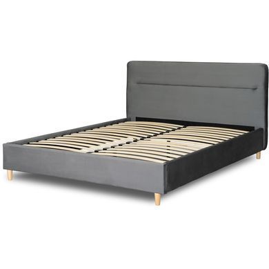 Ліжко MEBEL ELITE BOND Welur 160x200 см Сірий