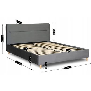 Ліжко MEBEL ELITE BOND Welur 160x200 см Сірий
