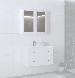 Шкаф настенный с зеркалом TORETO 70x80/2D Белый HALMAR