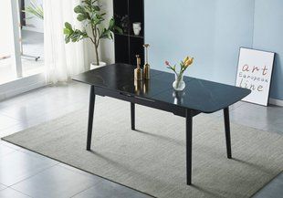 Стол INTARSIO BERLIN CERAMIC 140(180)*80 черный мат/черный каркас