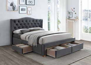 Ліжко Aspen II Velvet Сірий 160х200 см SIGNAL