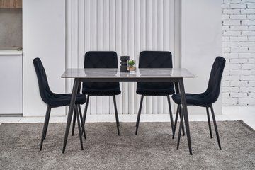 Стол обеденный VETRO TM-100 130x75 см Ребекка Грей/Черный